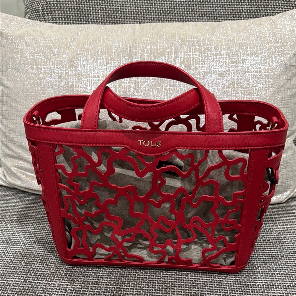 TOUS Red Women's Tote Handbag